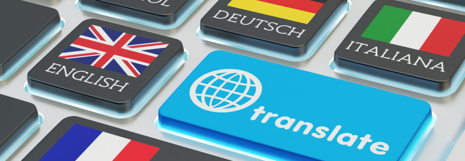 Foreign languages translation concept, online translator, macro